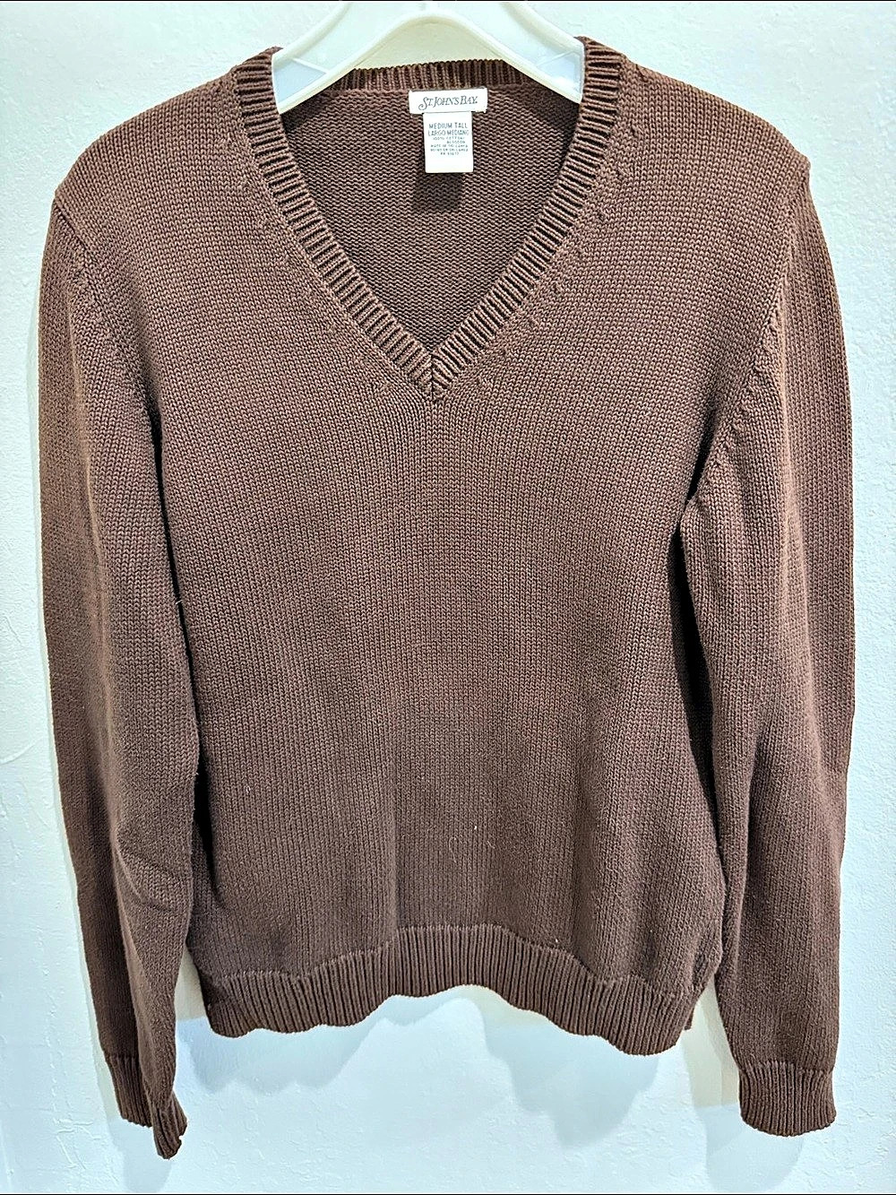 Vintage St. John's Bay Women's Cotton V-Neck Sweater Size Large EUC